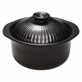 Горшок для риса Suzuki Kitchen Studio Panda Restaurant, глиняный горшок на 2 чашки, черный, приблизительно. 1.2л 9100-0010 19.515см