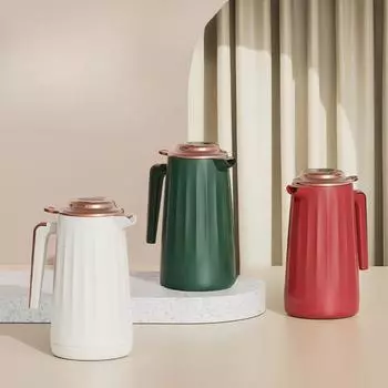 Горшок для сохранения тепла, бытовой высококачественный прессовый тип, грелка большой емкости, стеклянный внутренний контейнер, бутылка для сохранения тепла 1600ml чёрный