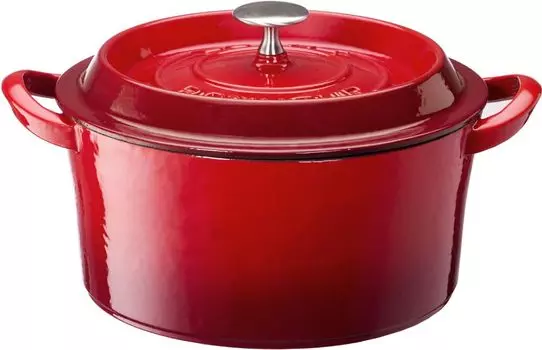 Горшок Ishigaki двуручный чугунный литой Bon Bonaire Cocotte Gas Fire IH Dual Use красный 22 см красный