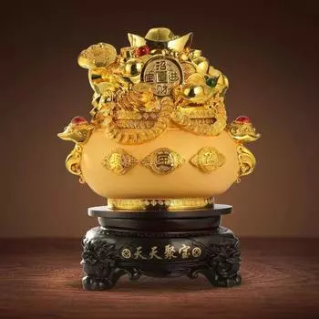 Горшок Jubao Золотой слиток Привлечение Украшение Церемония Открытия Переезд Ремесло Подарок Украшение Гостиной Талисман Домашний Декор