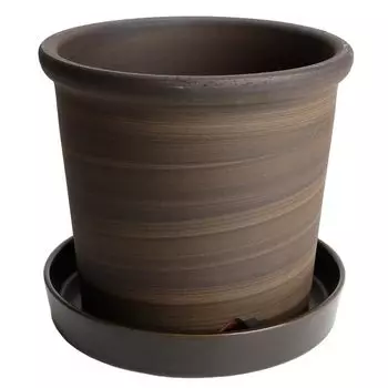 Горшок Mikawayaki KANEYOSHI из отечественной керамики Цветочный горшок Mikawayaki S Горшок коричневый 7 с пластиной [Сделано в Японии/Надежное качество] №.