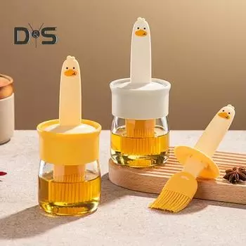 Горшок с маслом для дома с плоской щетиной, равномерно намазанная прочная кухонная масляная щетка с интегрированным дизайном жёлтый