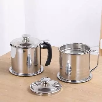 Горшок с масляным фильтром из нержавеющей стали, сито для сала, бак-контейнер, кувшин большой емкости, банка для хранения, кухонные инструменты, горшок с масляным фильтром 1300ml