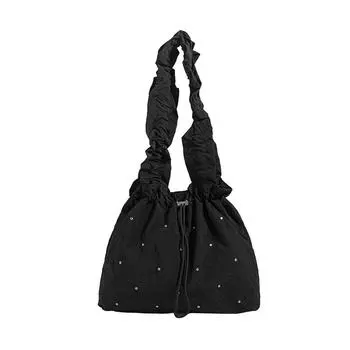 ГОРЯЧАЯ женская простая сумка через плечо с завязками на ремне и рюшами, летняя пляжная сумка синий