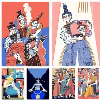 Gosia Herba Modern Llustration Poster Abstract Girl Drawing Canvas Painting Wall Art for Living Room Home Decor Mural 21cm30cm NoFrame