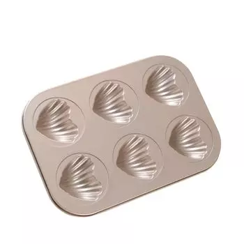 Gosinnmei Madeleine Mold Heart Shape Cupcake Form 6 Pieces Heart Shape Baking Form x cm Cup Antiprigaring 26.5 18.5 72cm