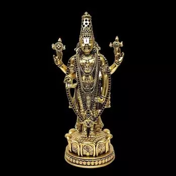 Господь Тирупати Баладжи Позолоченная Матовая Отделка Идол для Приборной Панели Автомобиля | Идол Вишну Джи для Офисного Стола | Мурти Венкатешвары Свами для Дома