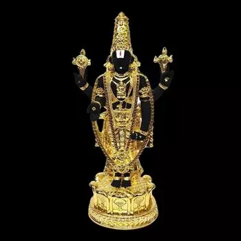 Господь Тирупати Баладжи Позолоченная Терракотовая Икона Черного Цвета для Приборной Панели Автомобиля | Икона Вишну Джи для Рабочего Стола | Мурти Венкатешвары Свами для Дома |