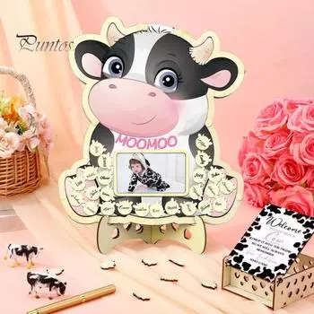 Гостевая книга для детского душа с ручкой Деревянные ломтики Гостевая книга для вечеринки по случаю дня рождения Альтернативное украшение в виде рамки для фотографий в виде бабочки из молочной коровы A