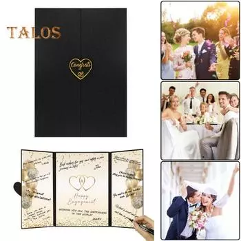 Гостевая книга помолвки Книга подписей на счастливую помолвку Гостевая книга подписей на помолвку Подарки для молодоженов Поздравления почти молодоженам 1pc золотистый/чёрный