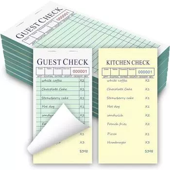 Гостевые чеки для серверов, блокноты для гостевых чеков без копирования, блокнот официантки (9 подушечек, 50 листов/подушечка) зеленый Guest Check Pads