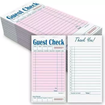 Гостевые чеки для серверов, одна часть, блокноты для серверов, блокноты для гостевых чеков, блокнот для официанток, перфорированный, красный, 9 блокнотов, красный Guest Checks