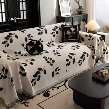 Гостиная Диван Парная позиция Современный плед Цветной блок Одеяло Чехол Кемпинг Пикник Цветы Лист Коврик Пледы 180x130