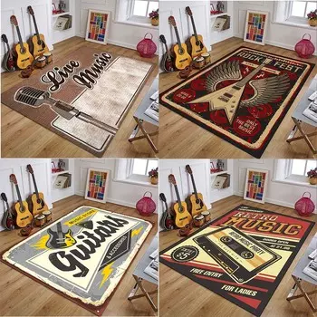 Гостиная, диван, стол, мягкий нескользящий напольный коврик, украшение для спальни, ретро-музыкальный ковер, ретро-гитарный домашний ковер 40x60cm