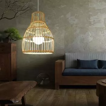 Гостиная Люстра Абажур B & B Освещение Ручной Работы Из Ротанга Кабинет 18*26cm