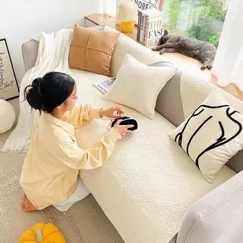 Гостиная Моющаяся хлопковая подушка для дивана Подушка Нескользящий чехол Полотенце Чехол для дивана Чехол для подушки Ткань Чехол для ткани 70*70cm