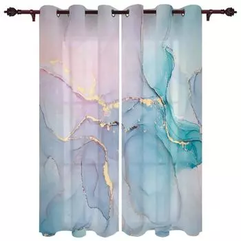 Гостиная Роскошные Шторы Мрамор Бирюзовый Розовый Кухня Спальня Украшения Шторы Уличный Павильон Шторы Шторы W50 X H130(CM)X2&Hook