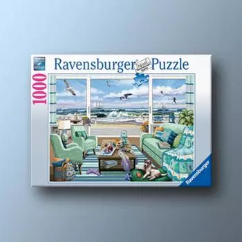 Гостиная с видом на пляж. Пазл Ravensburger из 1000 деталей, популярная корейская настольная игра.