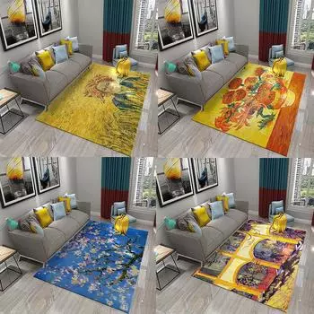 Гостиная, спальня, кухня, ванная, дверь, нескользящий ковер, домашний мировой шедевр, ковер с картиной маслом Ван Гога 40x60cm