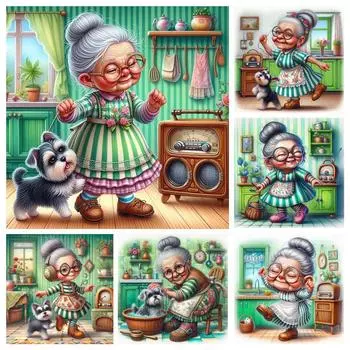 Гостиная Спальня Ванная Комната Дверь Декор 5D DIY Полный Квадратный Круглый Алмаз Живопись Кулинария Бабушка Кошка Жизнь Мозаика Вышитые Стразы square 30x30cm белый
