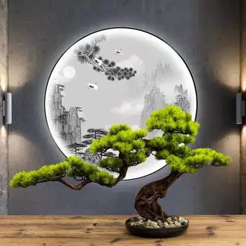 Гостиная Твердая древесина Моделирование Приветствие гостя Сосна Рабочий стол отеля Крыльцо Зеленые растения Искусственный бонсай Украшение интерьера