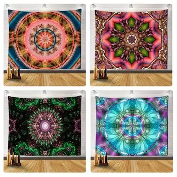 Гостиная в стиле бохо Психоделическое колдовство Общежитие Простыни Домашний декор Красочные Мандала Гобелен Настенный декор 100x75cm