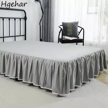 Гостиничный постельный подзор Домашний текстиль Корейский стиль Универсальный Машинная стирка Кружева Лоскутный дизайн Модный Взрослый Нескользящий Оборчатый Уникальный 100x190 36cm серый