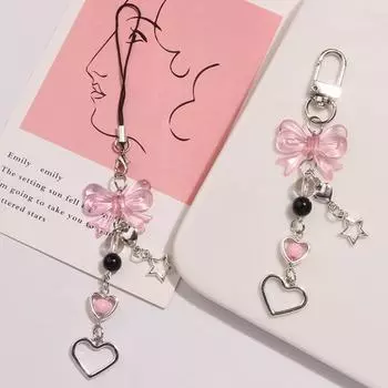 Гот Y2K Телефон Очарование Лук Сердце Звезда Брелок Подвеска Брелок Сумка Телефонная Цепочка