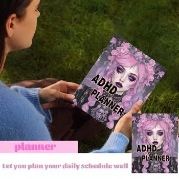 Goth ADHD Planner Персонализированный журнал управления задачами для самоорганизации и планирования жизни One Size фиолетовый