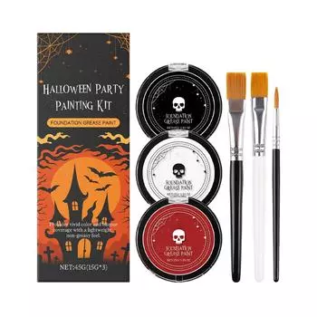 Gothic Foundation + Black And Red Face And Body Painting Halloween Makeup, Face Painting Set And Brush Cosplay Party Stage One Size белый