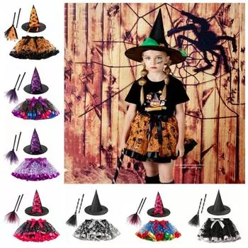 Gothic Halloween Tutu Dress Wand Halloween Children s Witch Dress Kids Halloween Costume Children style 4