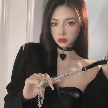 Готическая сбруя женский ошейник цепочка чокер сексуальный PU кожаный кулон ошейник чокер ожерелье косплей аксессуары для пар