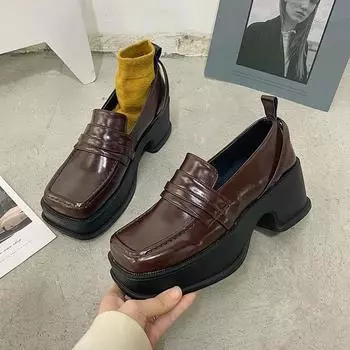 gothic lolita shoes platforms Mary Jane Shoes Girls Japanese School Jk Uniform Accessories Lolita Shoes College Platform Shoes 4.5 коричневый