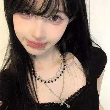 Gothic Punk Cross Stacked Necklace Female Dark Sweet Cool Babes Beaded Collarbone Chain Retro Metal Neck Chain