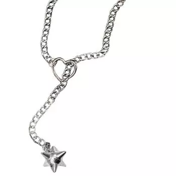 Gothic Punk Styles Heart Pendant Lariat Necklace Accessory for Women with Adjustable Cuban Chain in Multiple Colors