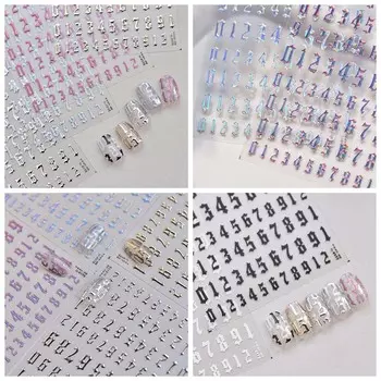 Gothic Style Number Nail Decals Black White Number Nail Art Decorations Nail Salon Black-Flat