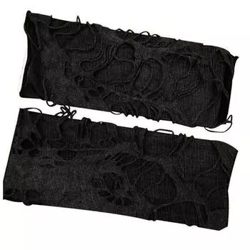 Gothic Unisex Women Punk Style Half-finger Broken Slit Fingerless Gloves Hole Mitten Punk Gloves