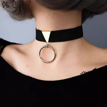 Gothic Women Harajuku Neck Accessories Dark Men Necklace The main picture is gold wide (2.5cm)