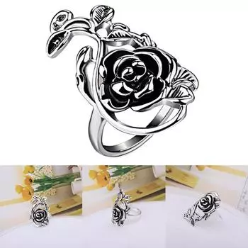 Gothic Women s Rose Flower Vine Alloy Enamel Finger Ring Cosplay Jewelry Gift ADM