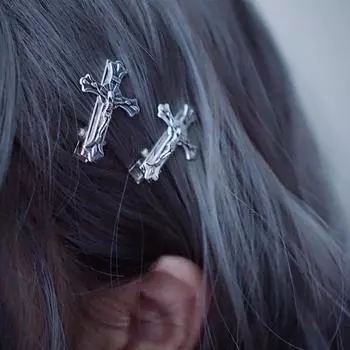 Готическая челка с перекрестной челкой, заколка в виде утконоса, винтажные заколки для волос, модный декор для хвоста на Хэллоуин, Нескользящие боковые заколки для волос для косплея