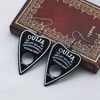 Готическая доска для спиритических сеансов, черные серьги-капли с белым алфавитом, креативный подарок для вечеринок для женщин и девочек чёрный
