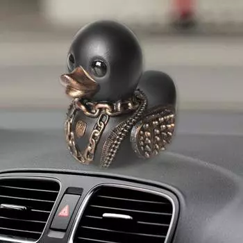Готическая фигурка утки Панк-Дезрок Сатанинская черная утка Статуэтка из смолы Скульптура для домашнего офиса Рабочий стол A