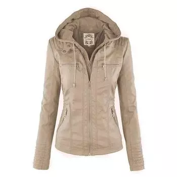 Готическая куртка из искусственной кожи, женские толстовки, зима-осень, мотоциклетная куртка, черная верхняя одежда, базовая куртка из искусственной кожи, пальто XS бежевый