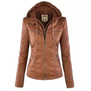 Готическая куртка из искусственной кожи, женские толстовки, зима-осень, мотоциклетная куртка, черная верхняя одежда, базовая куртка из искусственной кожи, пальто XS коричневый