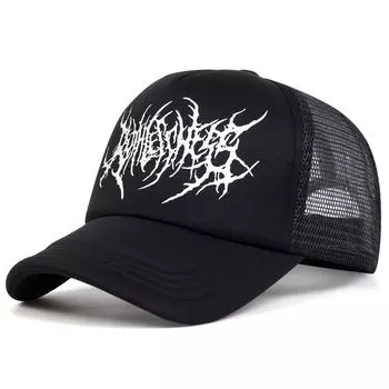 Готическая летняя модная сетчатая шляпа бейсболка кепка Snapback кепки хип-хоп шляпы для отдыха на открытом воздухе регулируемые мужские и женские ковбойские солнцезащитные шляпы чёрный