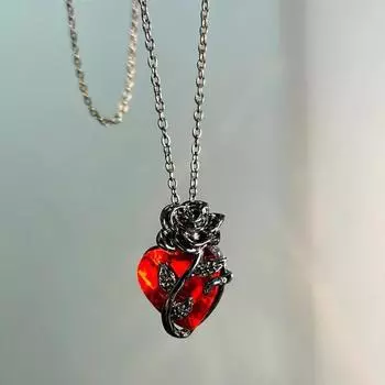 Готическая любовь роза шея цепь панк цепь чокер красота любовь кулон ожерелье вечеринка красный
