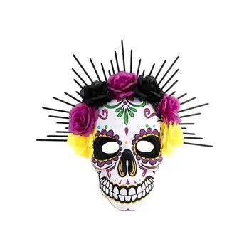 Готическая маска на Хэллоуин, мексиканский День мертвых, маска на все лицо, маска из ЭВА для вечеринки на Хэллоуин, маска для глаз, головной убор, маска черепа, маскарад фиолетовый