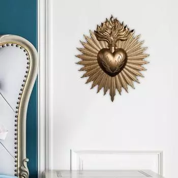 Готическая настенная табличка «Священное Сердце», украшение для дома, молитвенная стойка «Непорочное Сердце Марии», добавьте любви и искусства в свое пространство, металлическая табличка, праздничный подарок золотистый