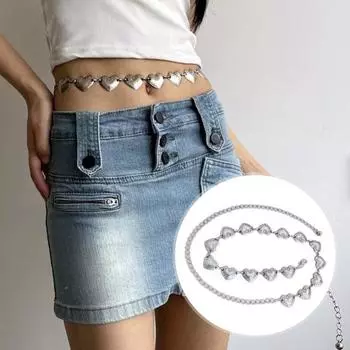 Готическая панк-сердце на пояс для женщин, винтажный эстетический регулируемый невыцветающий джинсовый ремень с высокой талией, модные ювелирные изделия, подарок