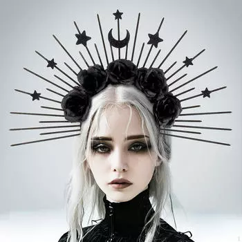 Готическая повязка на голову Halo Sun and Moon, повязка на голову God, портативная повязка для волос в виде цветка для косплея